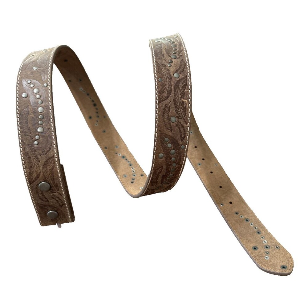 Western Embossed Leather Studded Belt Cowgirl Rodeo Boho XL Miranda Lambert